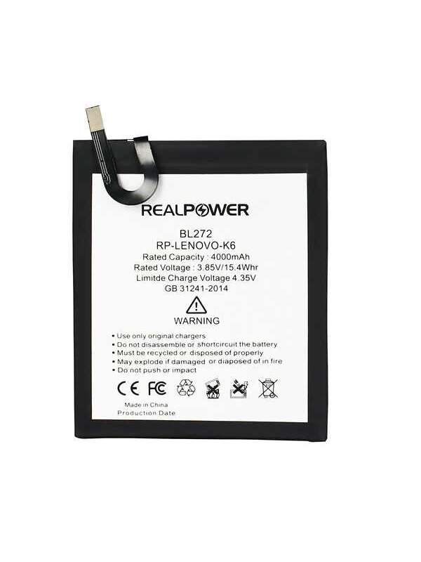 RealPower Lenovo Uyumlu K6 Power Batarya Li-Polymer Uzun Ömürlü Pil
