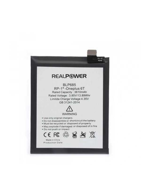 RealPower OnePlus Uyumlu 6T Batarya 3610mAh Li-Polymer Uzun Ömürlü Pil