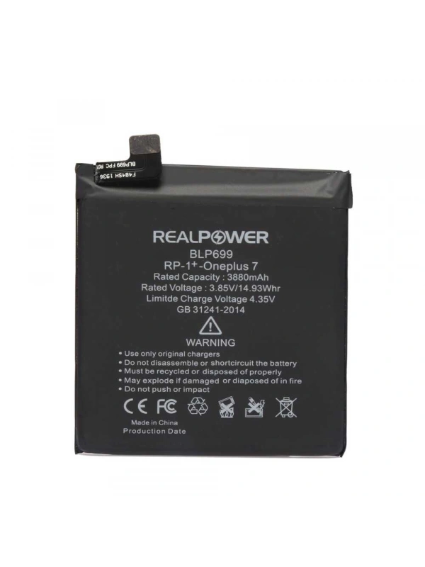 RealPower OnePlus Uyumlu 7 Batarya 3880mAh Li-Polymer Uzun Ömürlü Pil