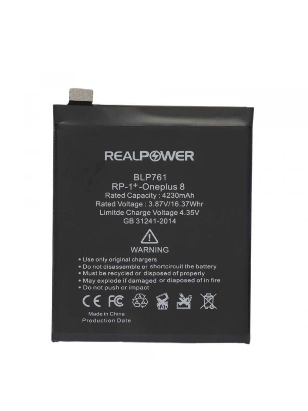 RealPower OnePlus Uyumlu 8 Batarya 4230mAh Li-Polymer Uzun Ömürlü Pil