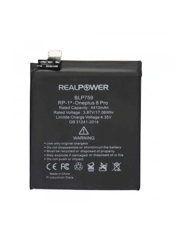 RealPower OnePlus Uyumlu 8 Pro Batarya 4410mAh Li-Polymer Uzun Ömürlü Pil