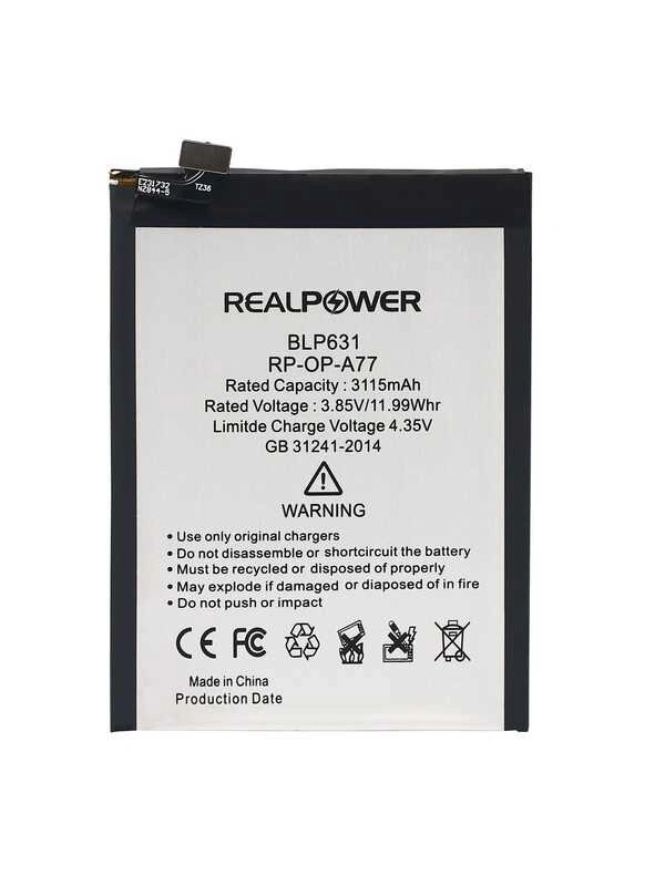 RealPower Oppo Uyumlu A77 Batarya 3115mAh Li-Polymer Uzun Ömürlü Pil