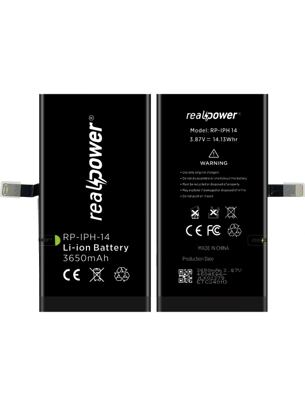 RealPower Apple Uyumlu iPhone 14 Batarya 3650mAh Yüksek Kapasiteli Güçlendirilmiş Pil