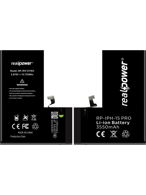 RealPower Apple Uyumlu iPhone 15 Pro Batarya 3550mAh Yüksek Kapasiteli Güçlendirilmiş Pil