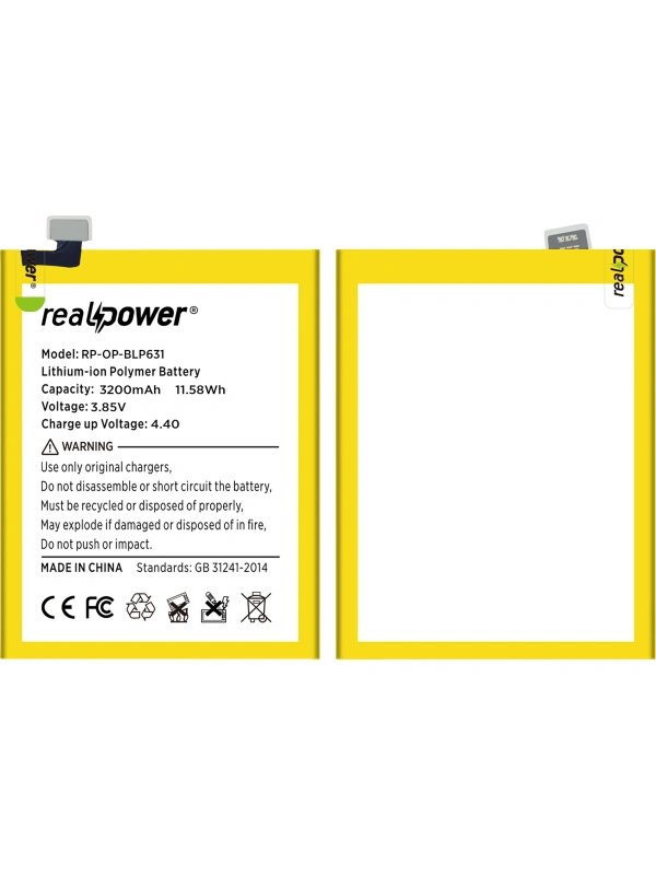 RealPower Oppo Uyumlu A77 Batarya 3115mAh Li-Polymer Uzun Ömürlü Pil