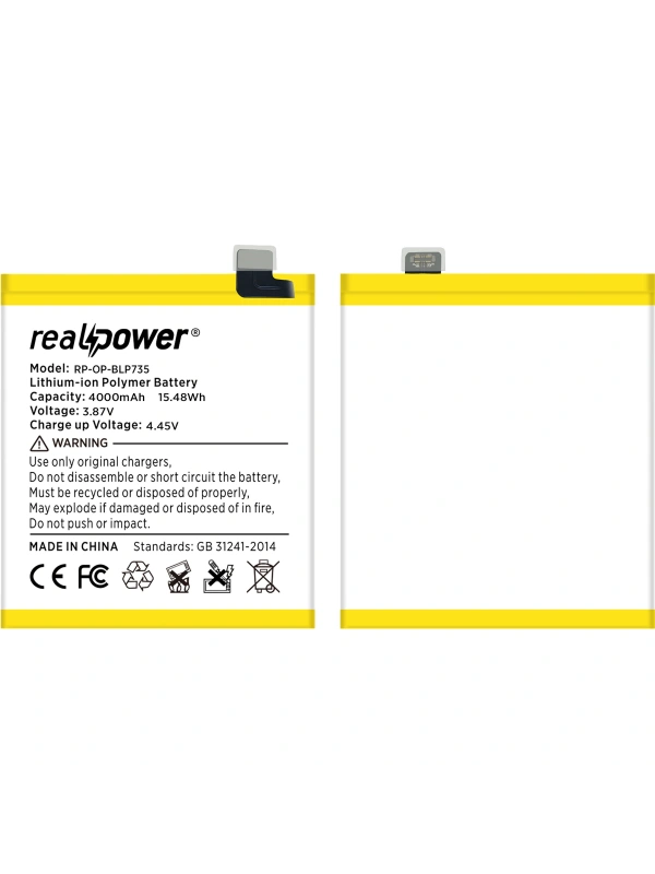 RealPower Oppo Uyumlu Reno 2 Batarya 4115mAh Li-Polymer Uzun Ömürlü Pil