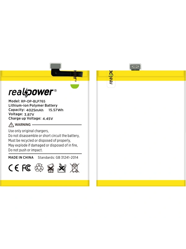 RealPower Oppo Uyumlu A91 Batarya 3935mAh Li-Polymer Uzun Ömürlü Pil