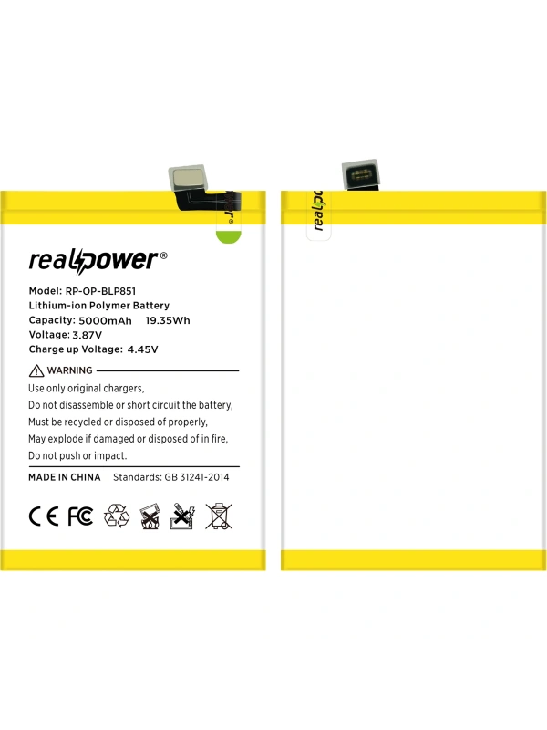 RealPower Oppo Uyumlu A74 Batarya 5000mAh Li-Polymer Uzun Ömürlü Pil