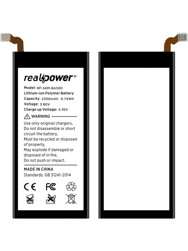 RealPower Samsung Uyumlu Galaxy A5 A500 Batarya 2500mAh Li-Polymer Uzun Ömürlü Pil