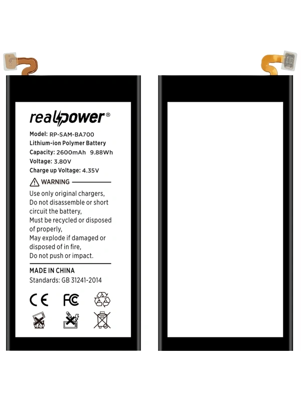 RealPower Samsung Uyumlu Galaxy A7 A700 Batarya 2600mAh Li-Polymer Uzun Ömürlü Pil