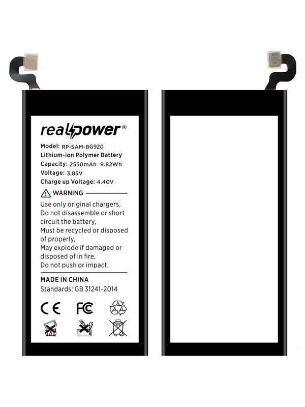 RealPower Samsung Uyumlu Galaxy S6 G920 Batarya 2750mAh Li-Polymer Uzun Ömürlü Pil