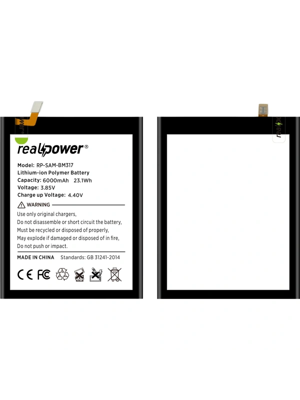 RealPower Samsung Uyumlu Galaxy M31s M317 Batarya 6000mAh Li-Polymer Uzun Ömürlü Pil