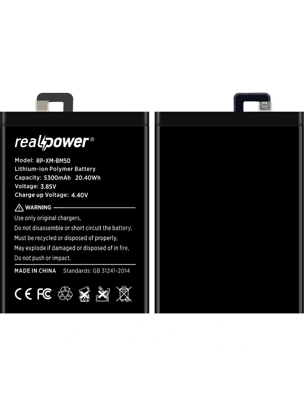 RealPower Xiaomi Uyumlu Mi Max 2 Batarya 5500mAh Li-Polymer Uzun Ömürlü Pil