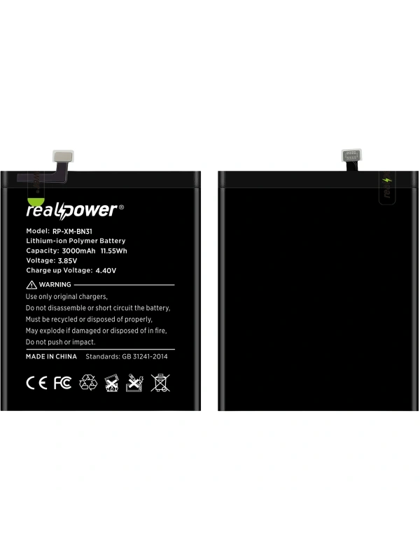 RealPower Xiaomi Uyumlu Mi 5x Batarya 3300mAh Li-Polymer Uzun Ömürlü Pil