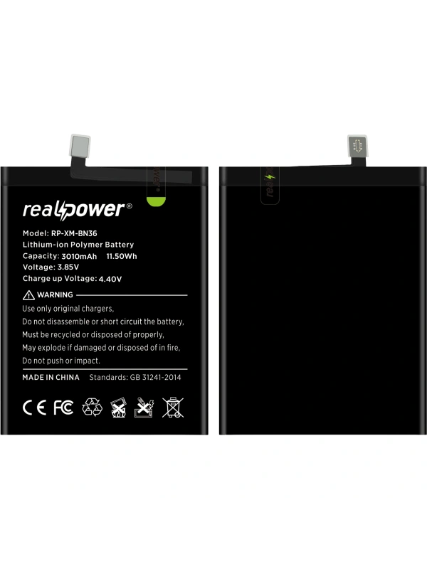 RealPower Xiaomi Uyumlu Mi 6x Batarya 3110mAh Li-Polymer Uzun Ömürlü Pil