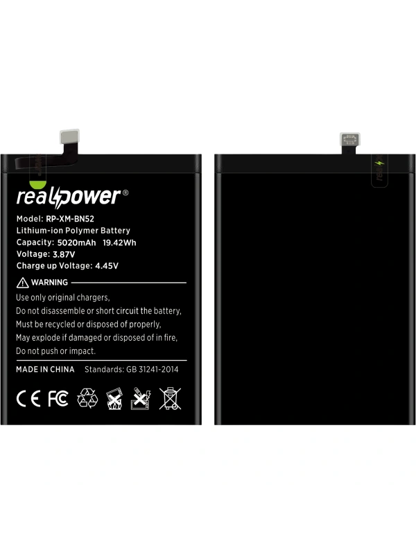 RealPower Xiaomi Uyumlu Redmi Note 9 Pro Batarya Li-Polymer Uzun Ömürlü Pil
