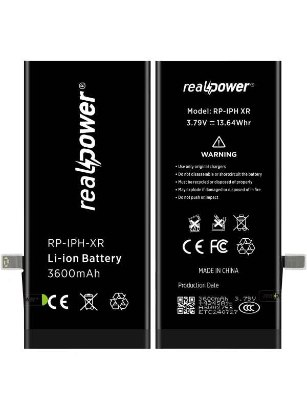 RealPower Apple Uyumlu iPhone XR Batarya 3600mAh Yüksek Kapasiteli Güçlendirilmiş Pil