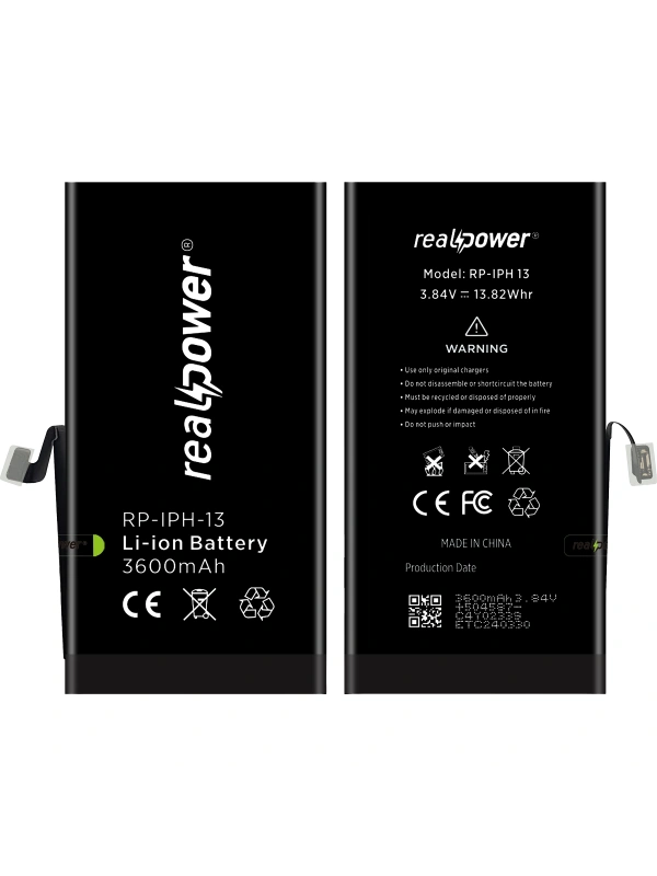 RealPower Apple Uyumlu iPhone 13 Batarya 3600mAh Yüksek Kapasiteli Güçlendirilmiş Pil