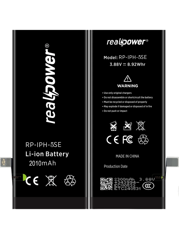 RealPower Apple Uyumlu iPhone SE Batarya 2010mAh Yüksek Kapasiteli Güçlendirilmiş Pil
