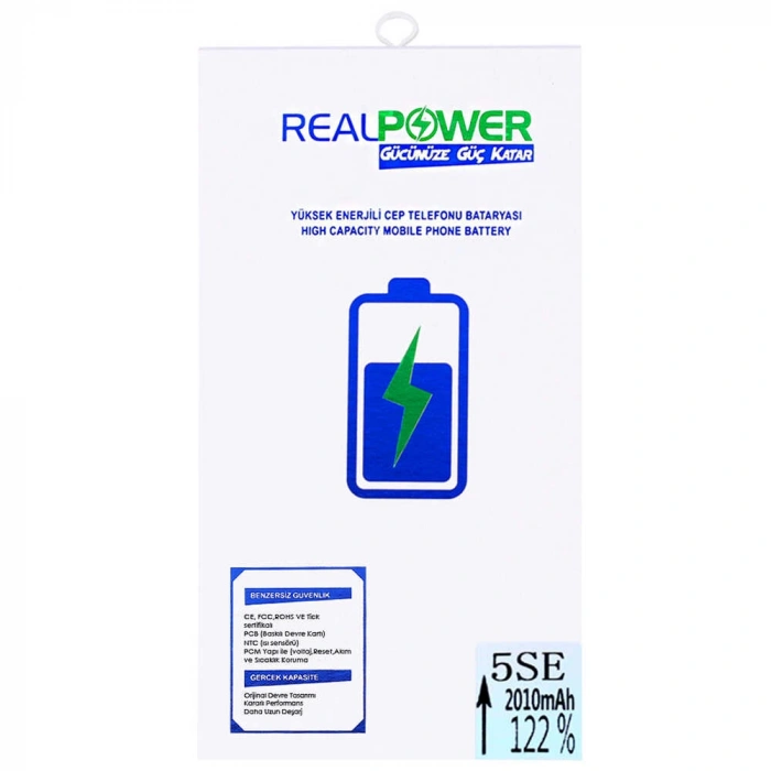 RealPower Apple Uyumlu iPhone Se Yüksek Kapasiteli Batarya 2010mAh