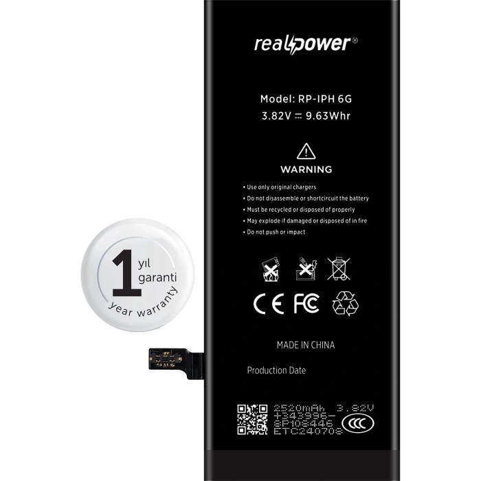 RealPower Apple Uyumlu iPhone 6 Yüksek Kapasiteli Batarya 2520mah