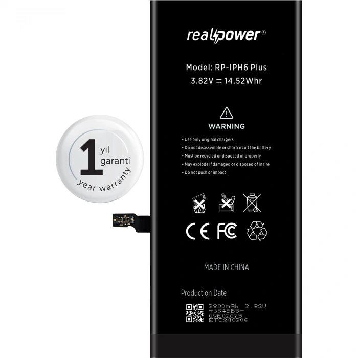 RealPower Apple Uyumlu iPhone 6 Plus Yüksek Kapasiteli Batarya 3800mah