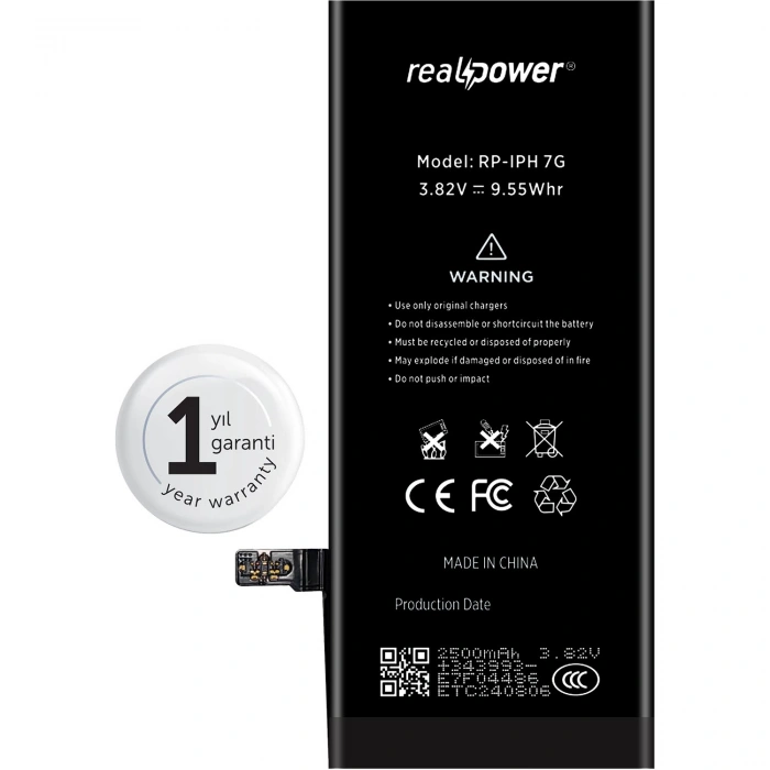 RealPower Apple Uyumlu iPhone 7 Yüksek Kapasiteli Batarya 2500mah