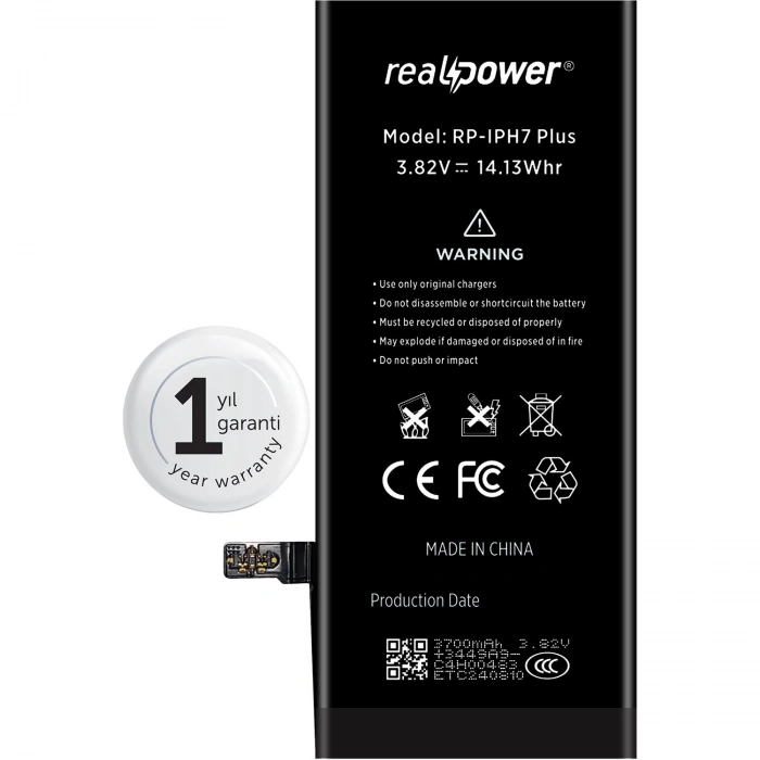 RealPower Apple Uyumlu iPhone 7 Plus Yüksek Kapasiteli Batarya 3700mah
