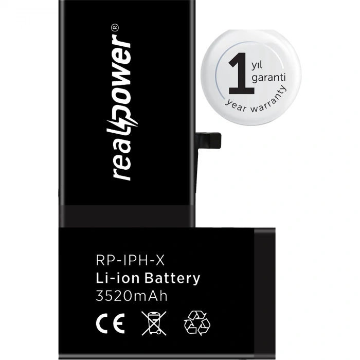 RealPower Apple Uyumlu iPhone X Yüksek Kapasiteli Batarya 3520mah