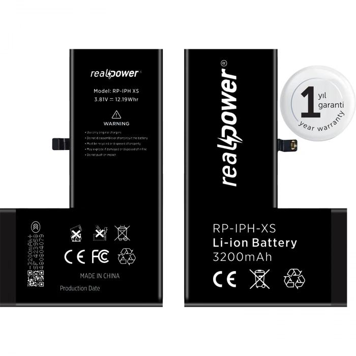 RealPower Apple Uyumlu iPhone Xs Yüksek Kapasiteli Batarya 3200mah