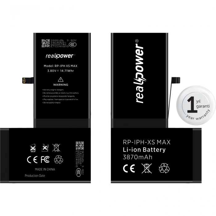 RealPower Apple Uyumlu iPhone Xs Max Yüksek Kapasiteli Batarya 3870mah