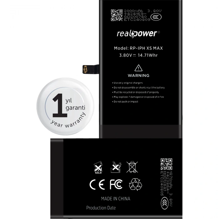 RealPower Apple Uyumlu iPhone Xs Max Yüksek Kapasiteli Batarya 3870mah