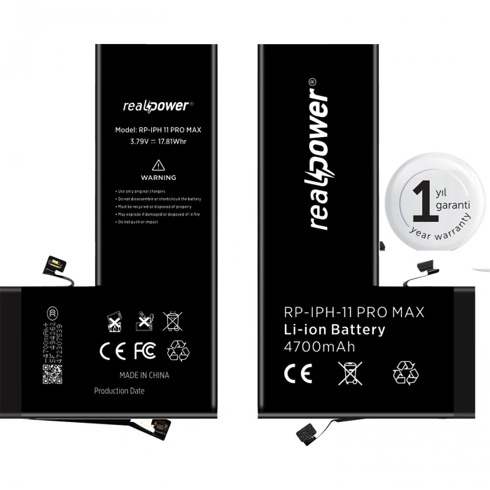 RealPower Apple Uyumlu iPhone 11 Pro Max Yüksek Kapasiteli Batarya 4700mah