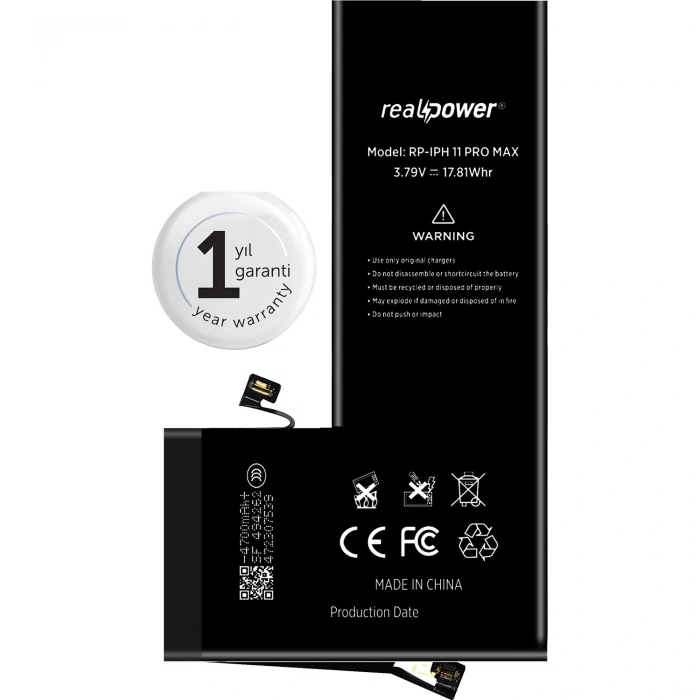 RealPower Apple Uyumlu iPhone 11 Pro Max Yüksek Kapasiteli Batarya 4700mah