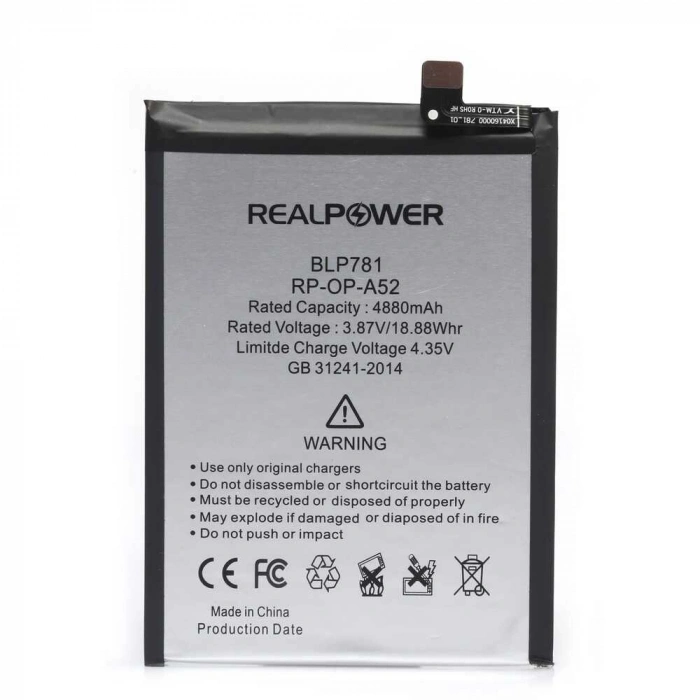 RealPower Oppo Uyumlu A52 Batarya 4880mAh