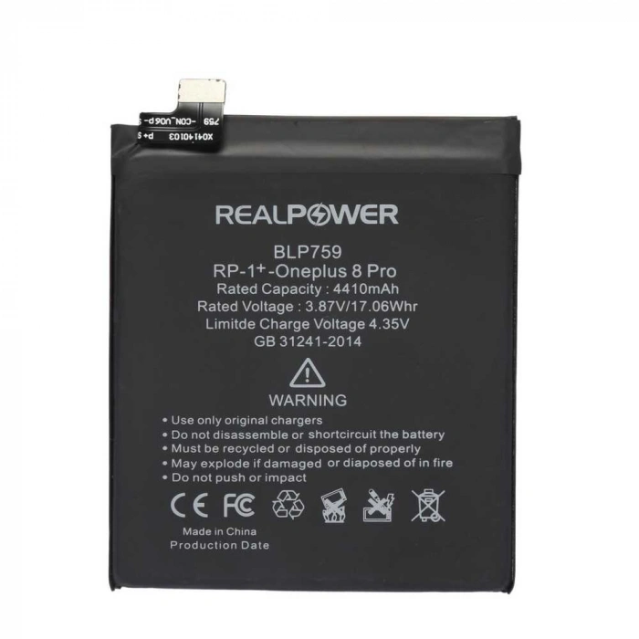 RealPower OnePlus Uyumlu 8 Pro  Batarya 4410mAh