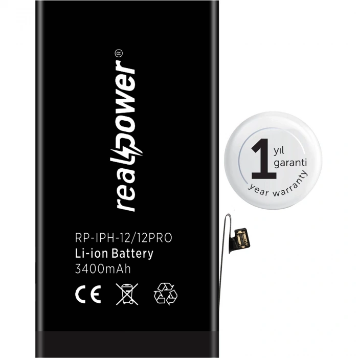 RealPower Apple Uyumlu iPhone 12 Yüksek Kapasiteli Batarya 3400mah