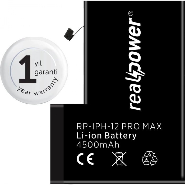 RealPower Apple Uyumlu iPhone 12 Pro Max Yüksek Kapasiteli Batarya 4500mah