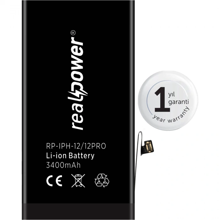 RealPower Apple Uyumlu iPhone 12 Pro Yüksek Kapasiteli Batarya 3400mah