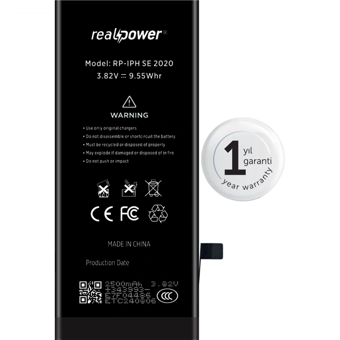 RealPower Apple Uyumlu iPhone Se 2020 Yüksek Kapasiteli Batarya 2500mah