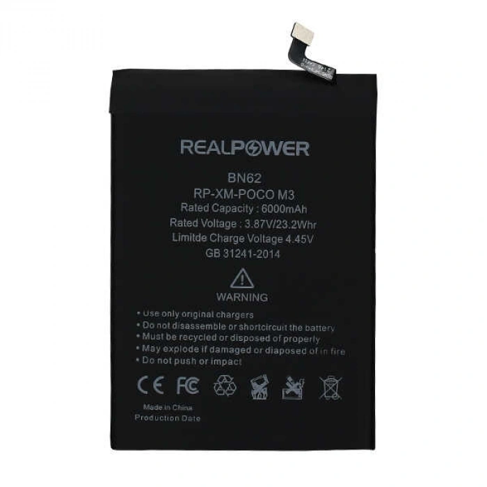 RealPower Xiaomi Uyumlu Redmi 9t Batarya Pil