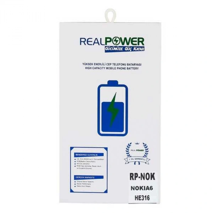 RealPower Nokia Uyumlu 6 Batarya 3000mAh