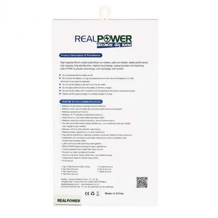 RealPower Zte Uyumlu Blade A520 Batarya 2400mAh