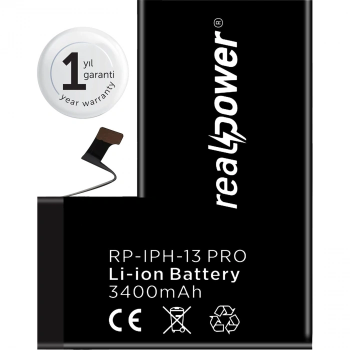 RealPower Apple Uyumlu iPhone 13 Pro Yüksek Kapasiteli Batarya 3400mah