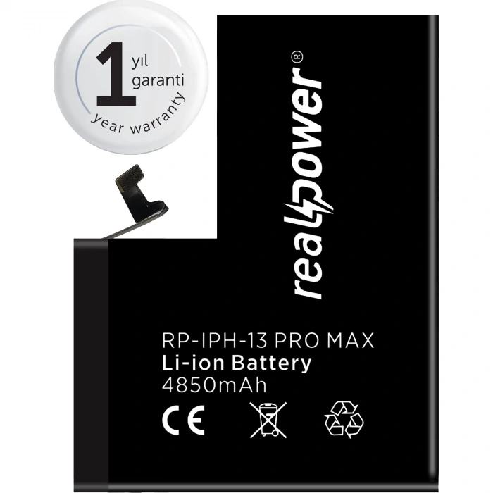 RealPower Apple Uyumlu iPhone 13 Pro Max Yüksek Kapasiteli Batarya 4850mah