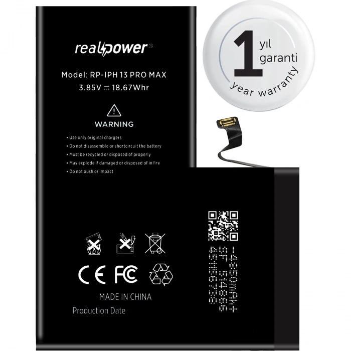 RealPower Apple Uyumlu iPhone 13 Pro Max Yüksek Kapasiteli Batarya 4850mah