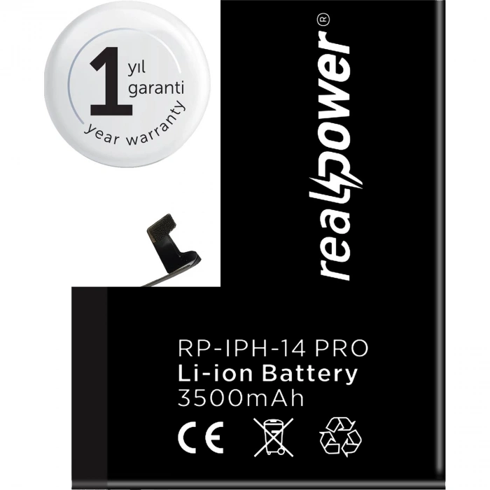 RealPower Apple Uyumlu iPhone 14 Pro Yüksek Kapasiteli Batarya 3500mah