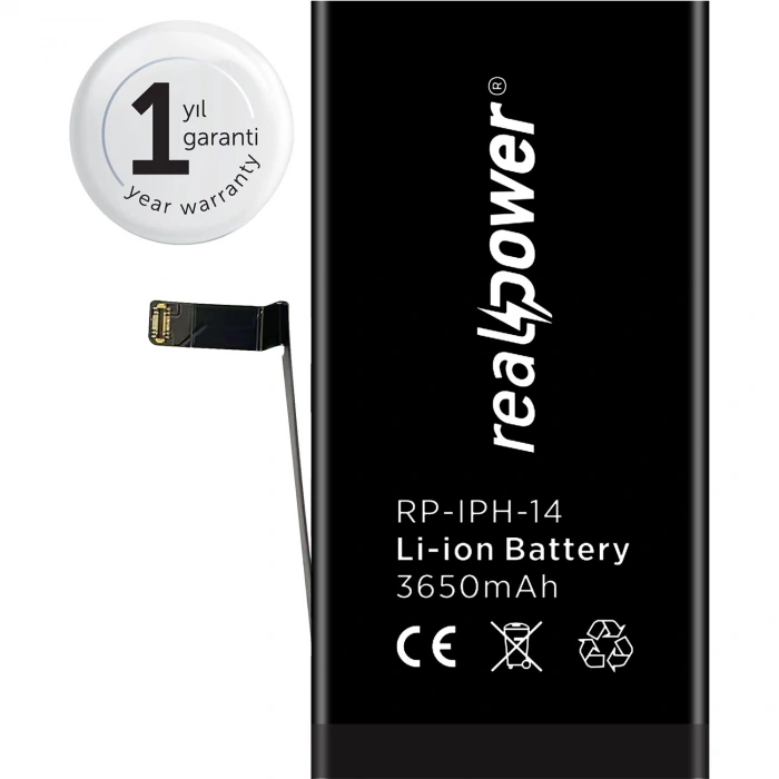 RealPower Apple Uyumlu iPhone 14 Yüksek Kapasiteli Batarya 3650mah