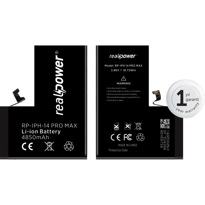 RealPower Apple Uyumlu iPhone 14 Pro Max Yüksek Kapasiteli Batarya 4850mah