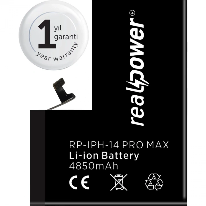 RealPower Apple Uyumlu iPhone 14 Pro Max Yüksek Kapasiteli Batarya 4850mah